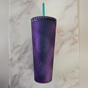 Starbucks Purple Wavy Tumbler w/ Teal Sraw Mermaid 24oz Limited Edition New